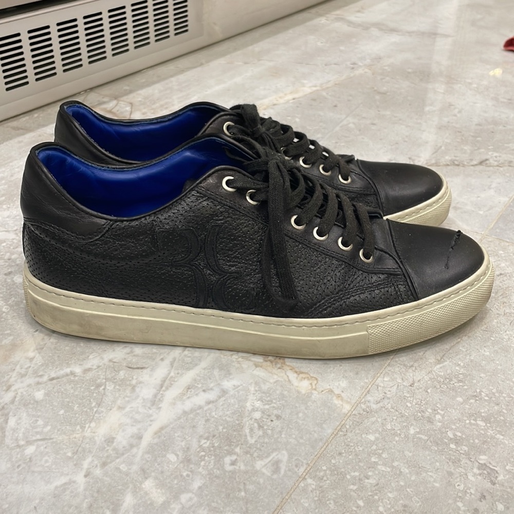 Billionaire Couture Men's Black Calf Leather Laced-up Sneakers - EU 43